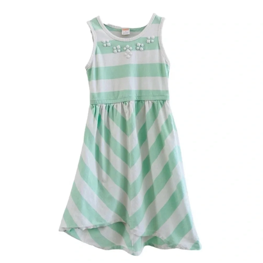 Gymboree Girls Fruit Punch Mint Chevron Striped Gem Knit Dress Size 6